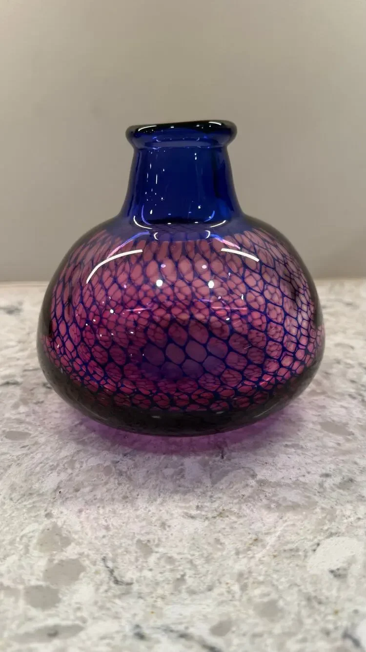 1950s Orrefors Kraka Net Pattern Art Glass Vase by Sven Palmqvist